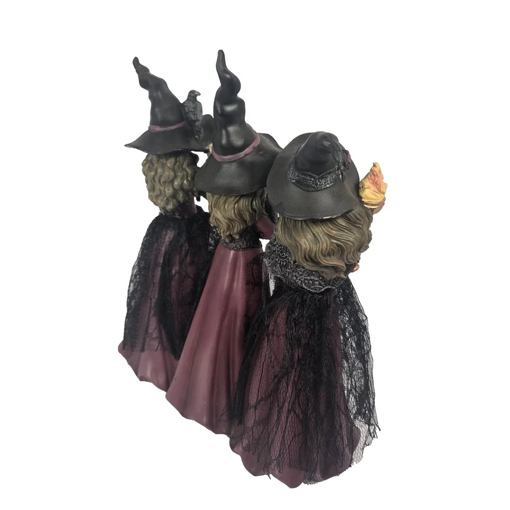 Eerie Charm Set of 3 Witch Figurines 12.5 Inch Halloween Gothic Decor Purple